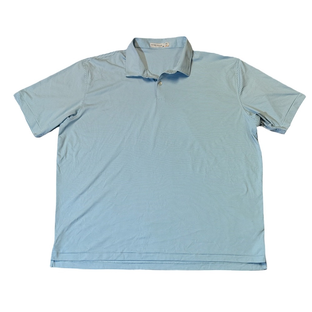 Peter Millar mens 2XL XXL blue stripe featherweight golf performance polo shirt